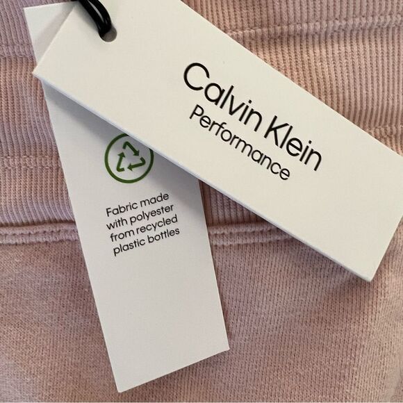 CK Sweatpants Performance Pink/White Logo Slim Crop Joggers Sz S new!🏷 - Picture 3 of 12